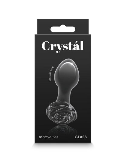 Crystál Glass Rose Anal Plug Black 1